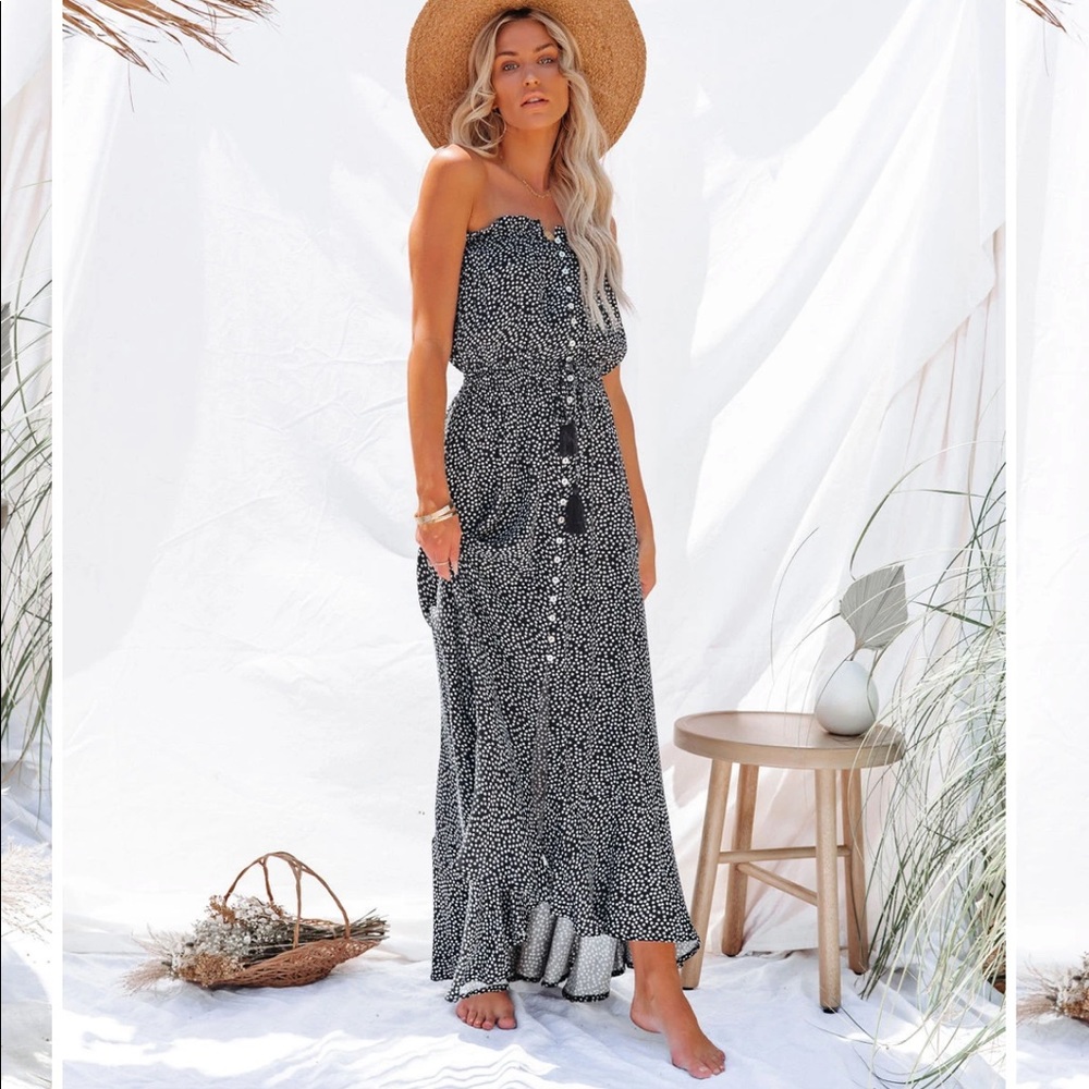 NWT high low black floral maxi dress